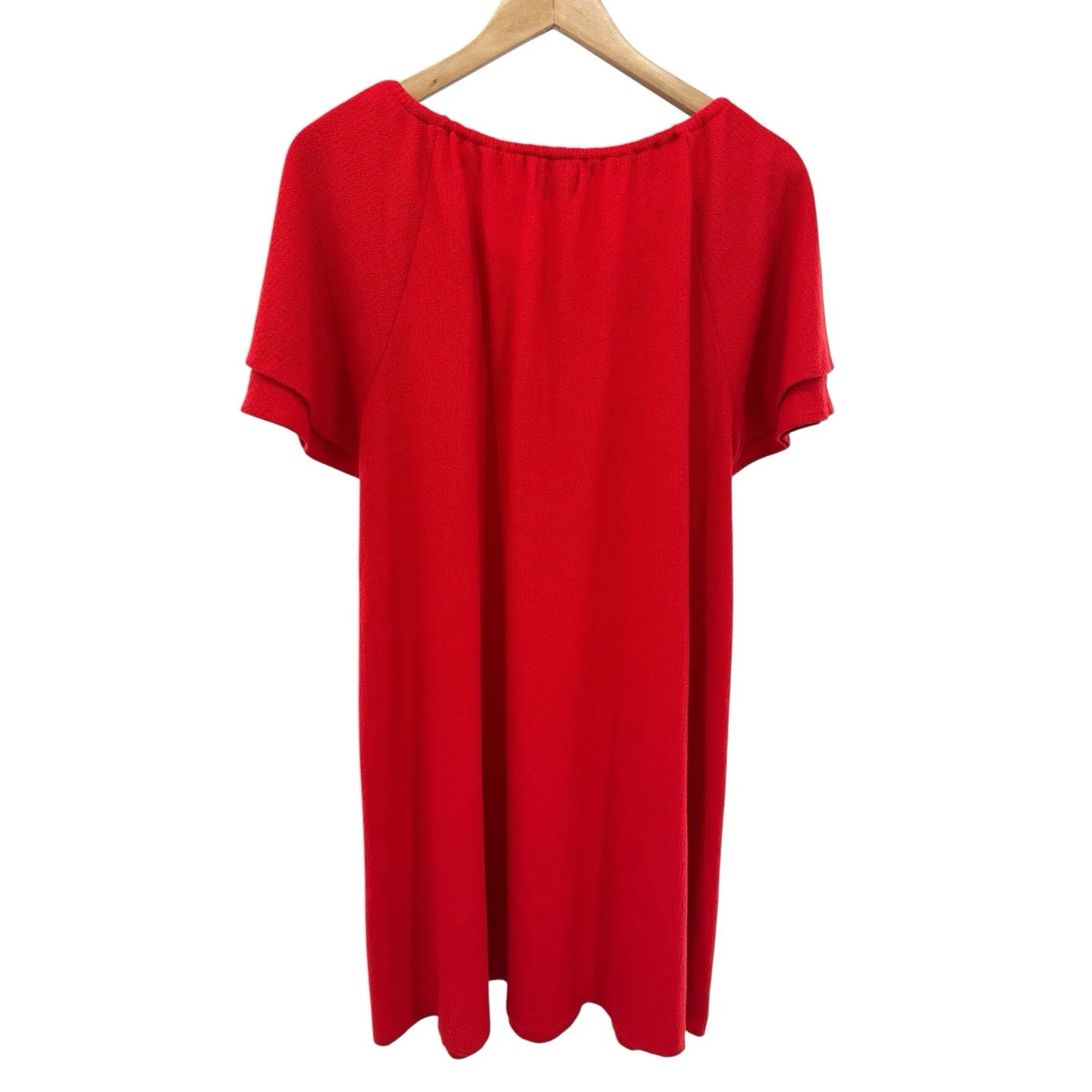 MADEWELL Texture & Thread Red Crinkle‎ Texture Tier Sleeve Baby-Doll Dress Large - Image 6