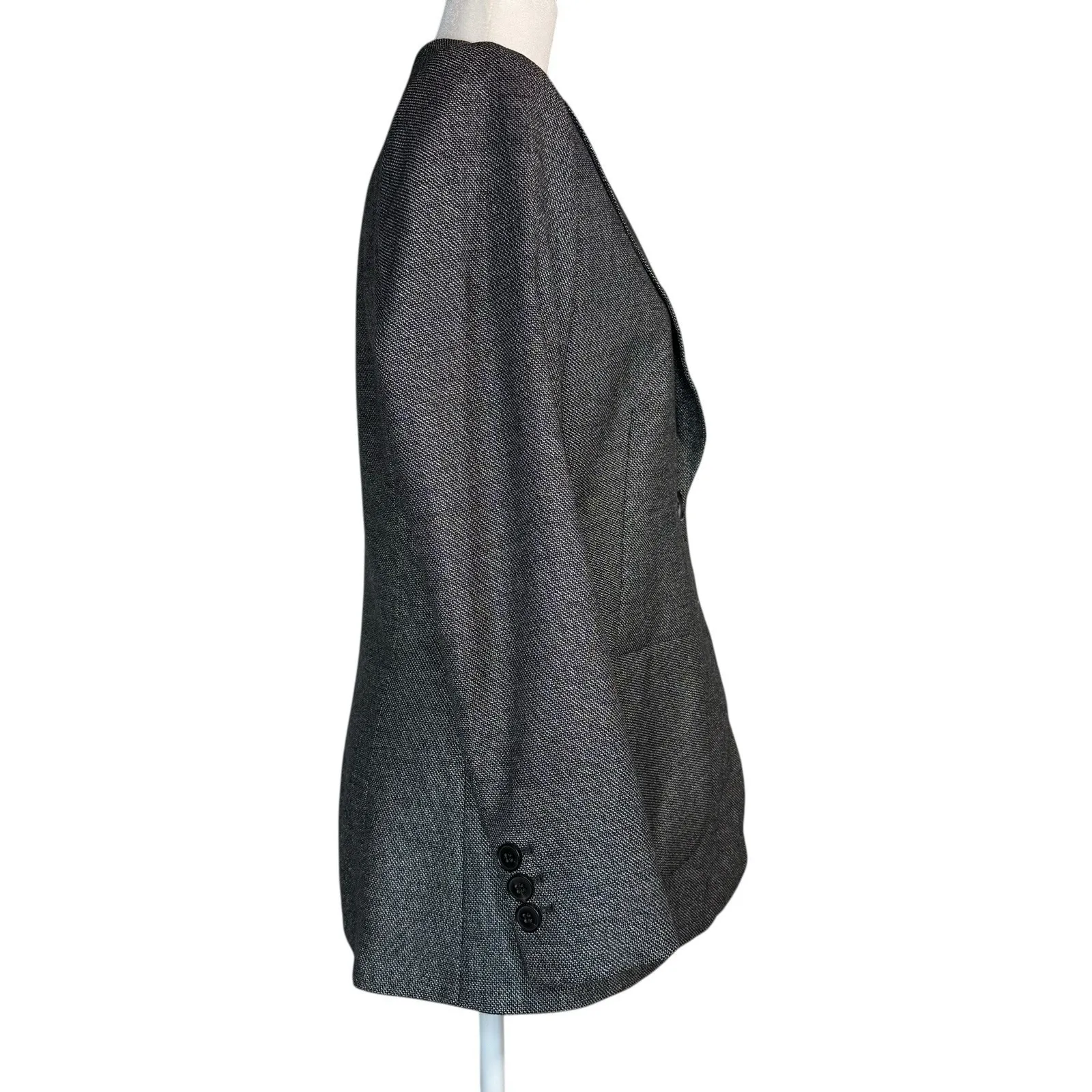 Lafayette 148 New York Gray Virgin Wool Silk Blazer 12 Single Button Jacket $698 - Image 4