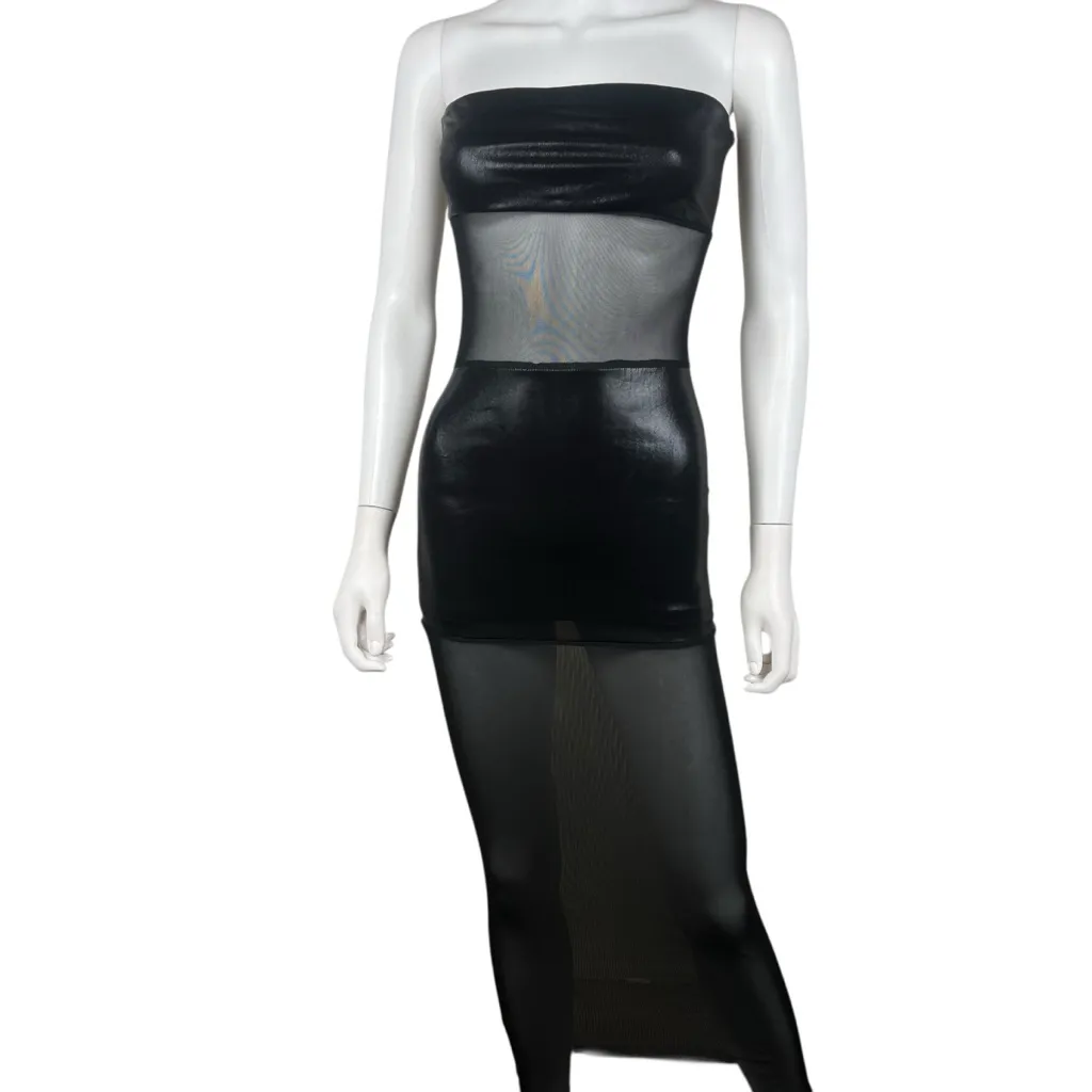 superdown Sheer Panel Black Strapless Maxi Dress - Image 9