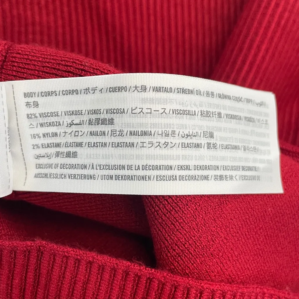 Abercrombie & Fitch Women's Red Ribbed Long Sleeve Sweater Viscose Blend Medium - Image 6