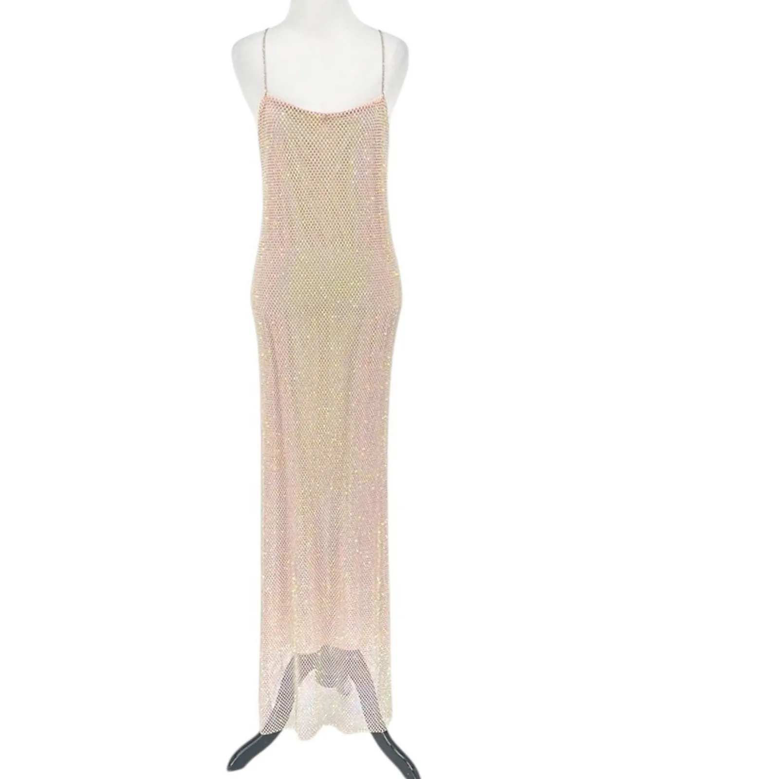 LoveShackFancy Calvert Beaded Crystal Embellished Mesh Maxi Dress Size 4 - Image 5