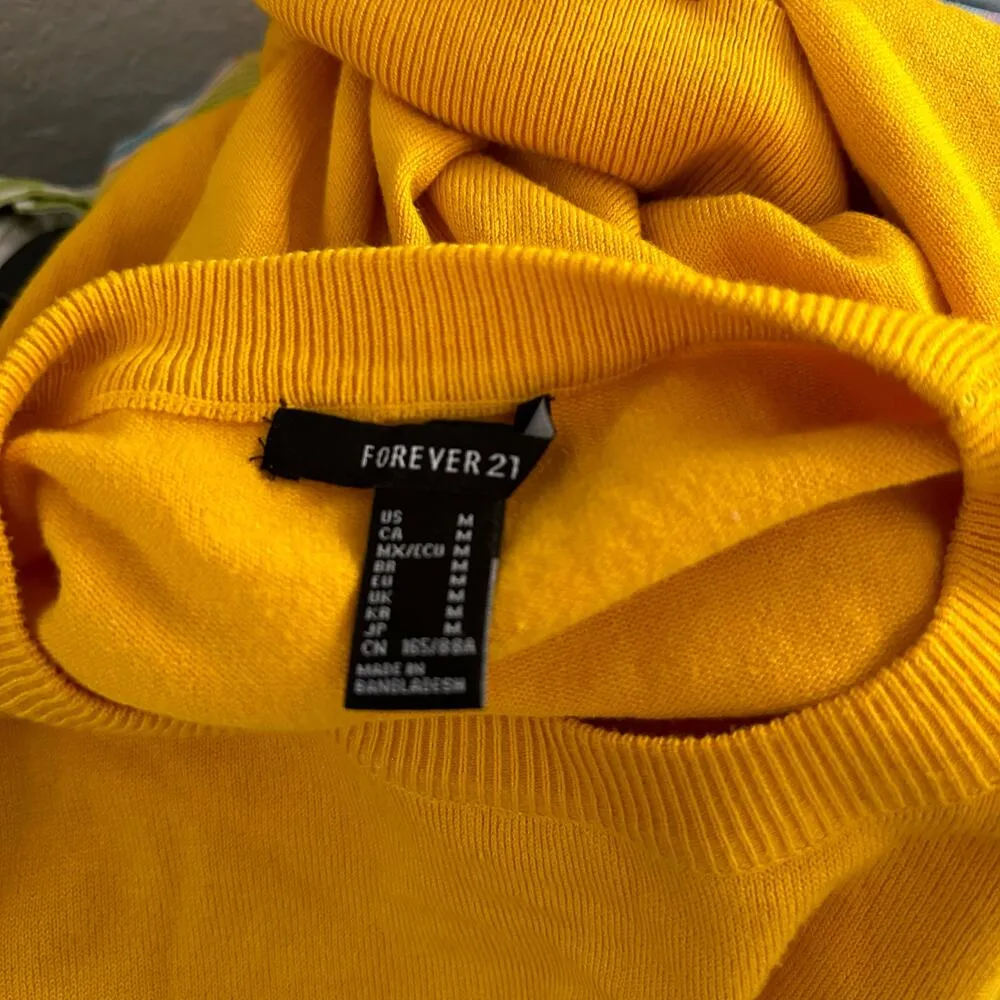 Forever 21 Grand Prix Crew Neck Pullover Sweatshirt Yellow Size Medium - Image 5