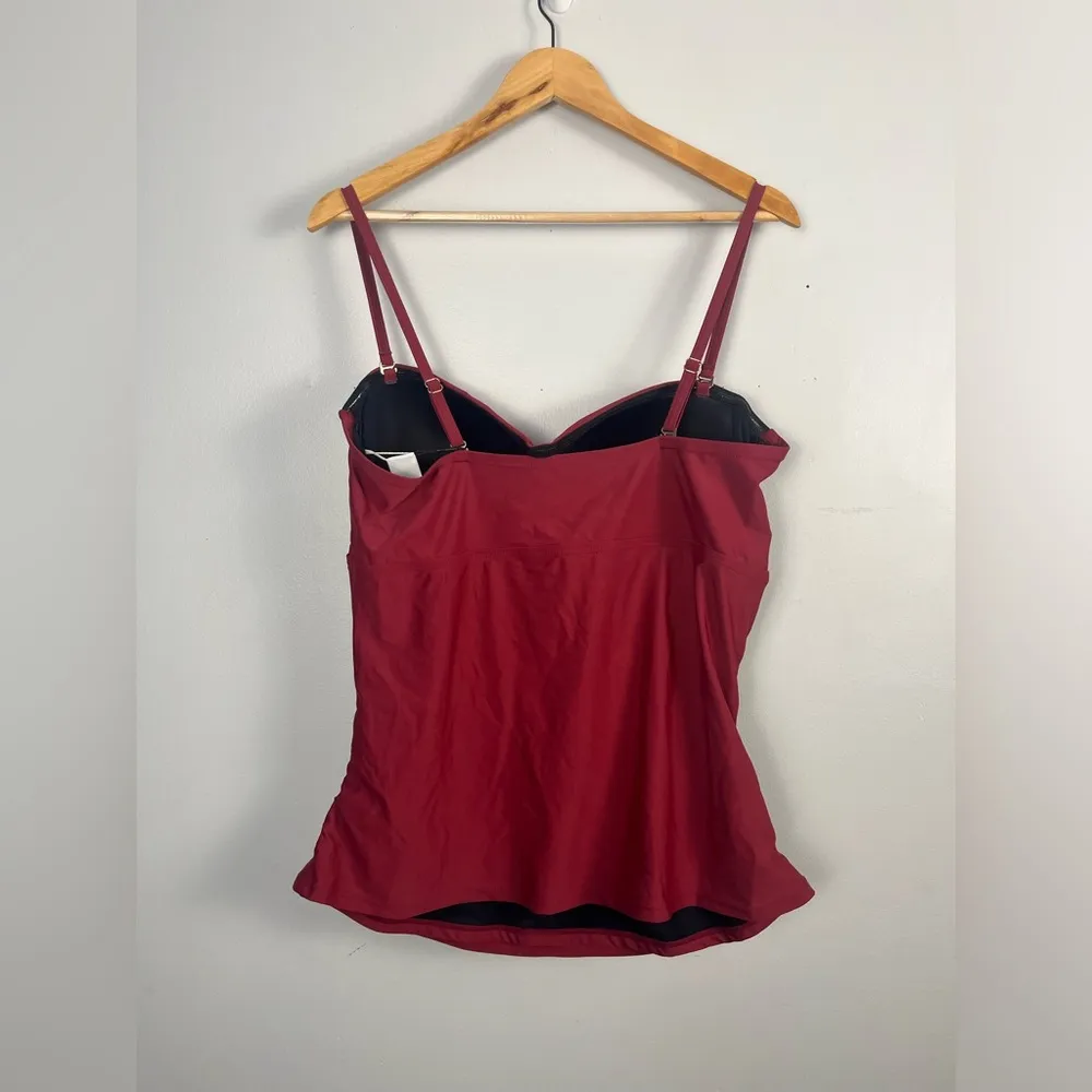 GRND Women Bandeau Tankini Swimsuit Front Twist Bikini Top size XXL Pink - Image 3