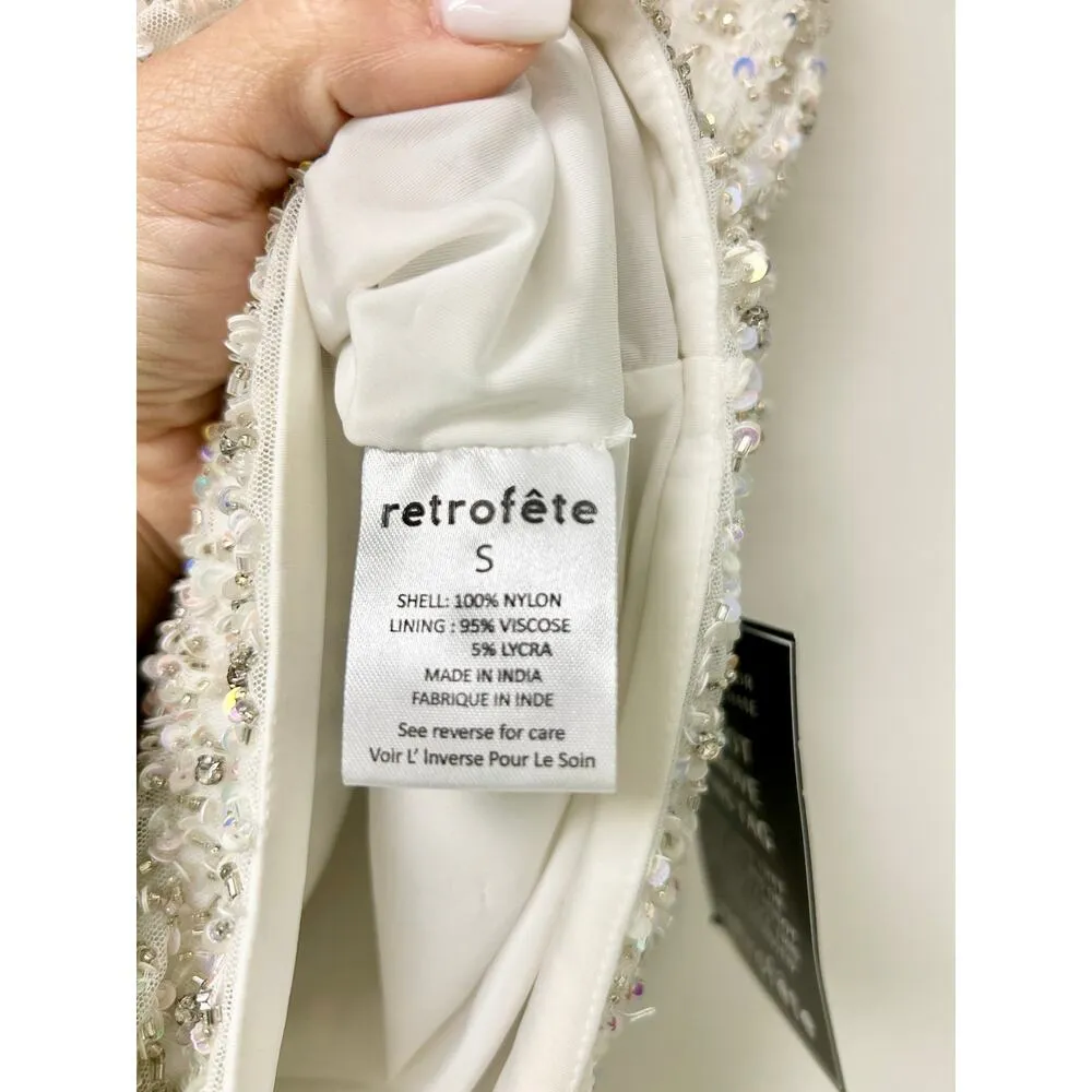 NWT Retrofete Myles Sequin Embellished One Shoulder Top Iridescent White Women S - Image 5