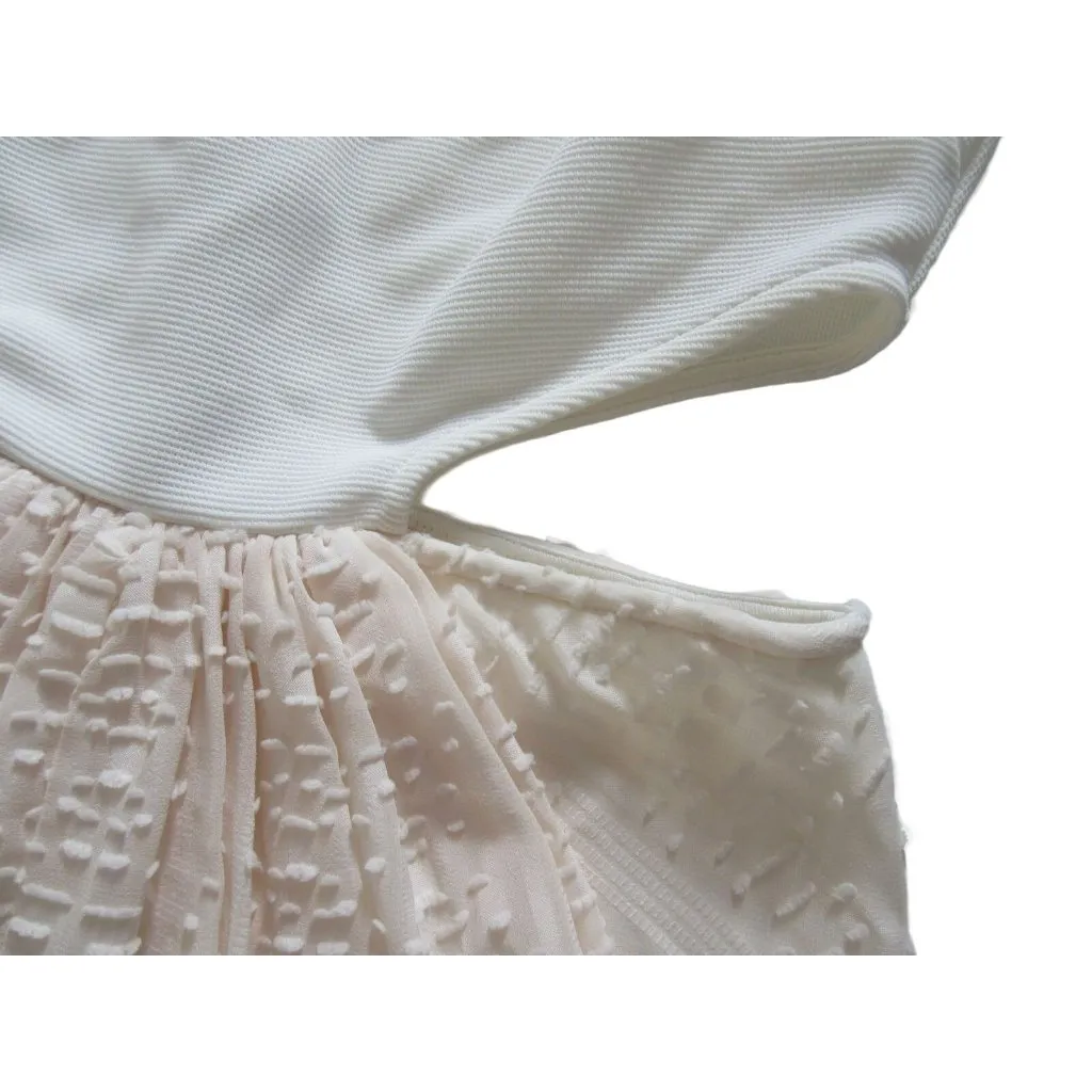 NWT Ronny Kobo JANINE in Bone Sheer Textured Burnout Skirt Cutout Dress S $358 - Image 7
