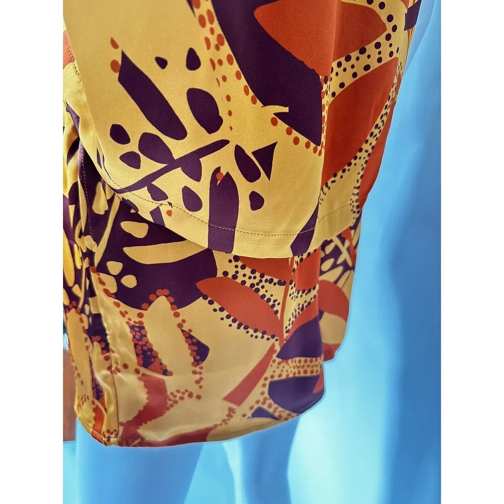 HOUSE OF HARLOW  1960 lounge Satin Leisure Short Set RICH FALL COLORS  sz Small - Image 2