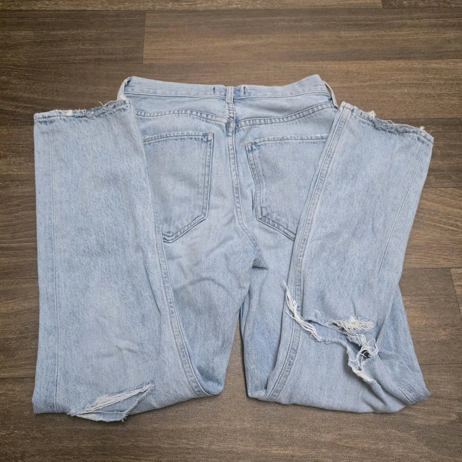 AGOLDE Jeans Womens 25 Riley Distressed Hi Rise Straight Button Fly‎ Cropped - Image 5