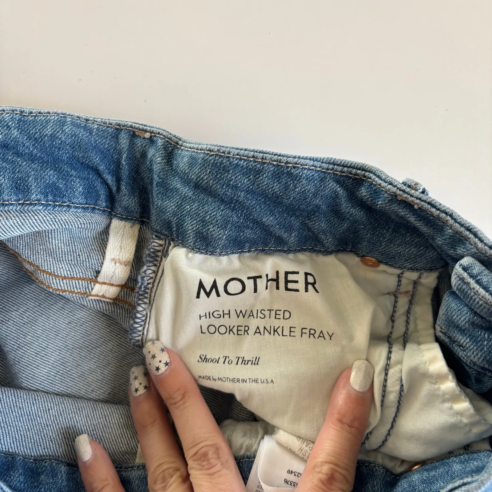 MOTHER High Waisted Looker Ankle Fray Skinny Jeans with Painted Leopard Size 27 Blue - Image 8