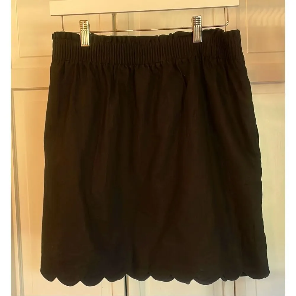 J.Crew black linen blend scallop trim skirt size 10 Black - Image 11