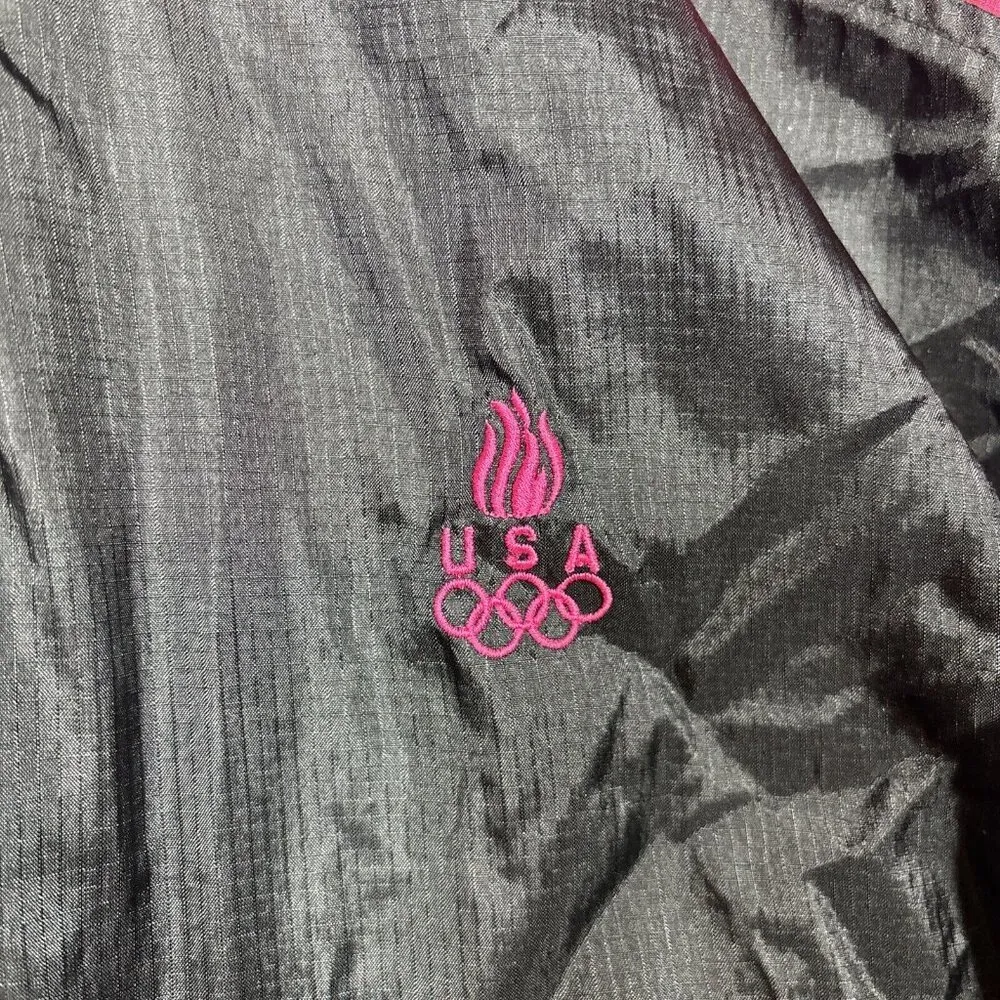 Vtg‎ 90s USA Olympics Women’s Jacket Windbreaker Sz L Black Pink Zip Vented Size L - Image 2
