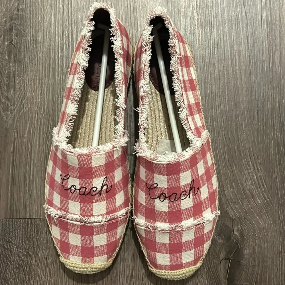 Coach Celina Espadrille Pink Gingham Slip On Shoes Like New Size 8.5B - Image 2