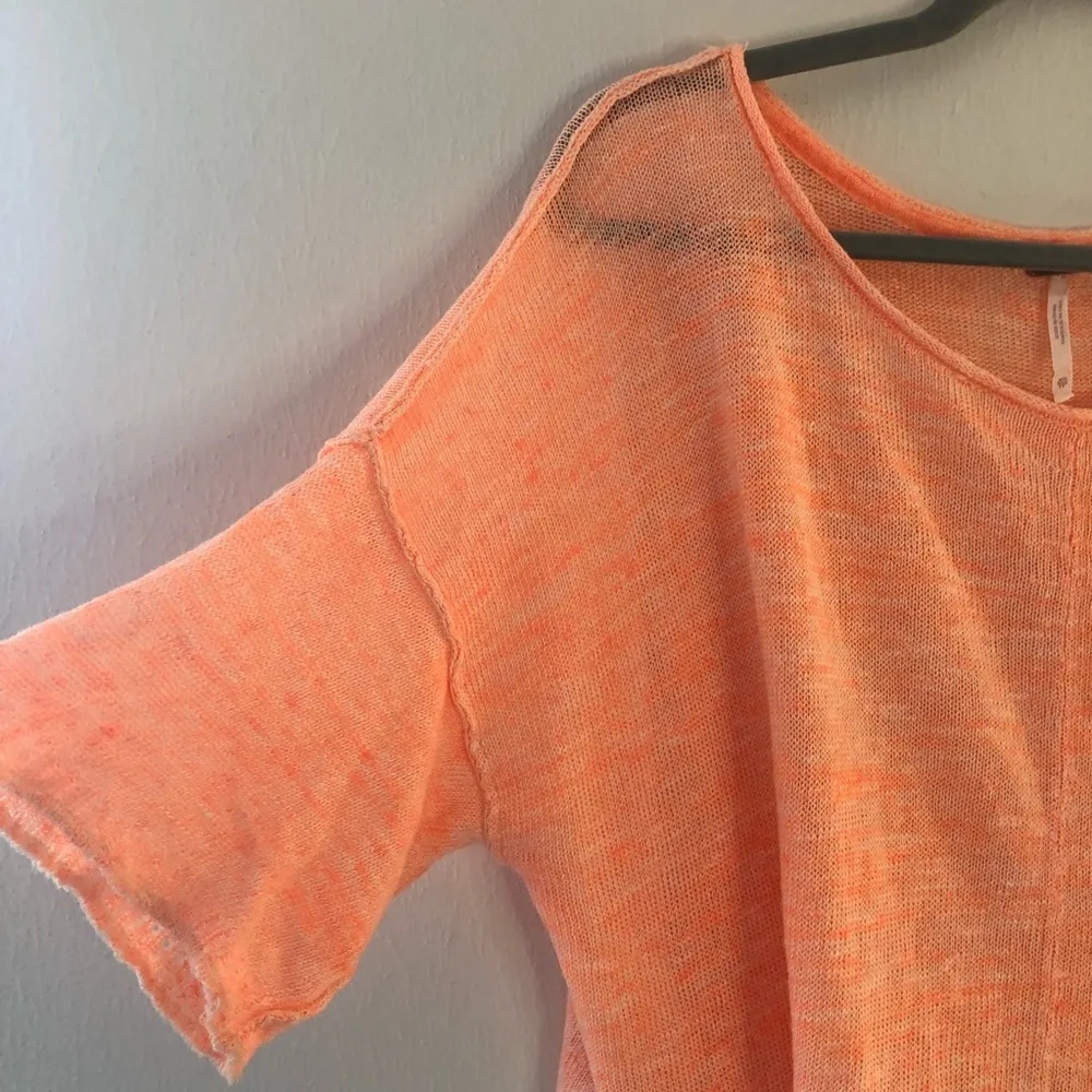 Free People Sweater Melange Oversized Sweater Tunic Linen Blend Orange Sz XS EUC - Image 6