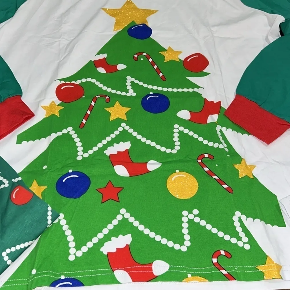 Woman’s Holiday Pajama Set Christmas Tree Large Green - Image 5