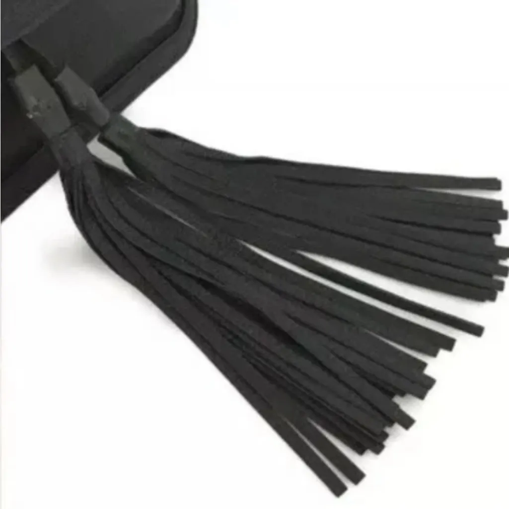 GUCCI Black Leather Front Flap Closure Bamboo & Long Black Tassels Shoulder Bag - Image 6