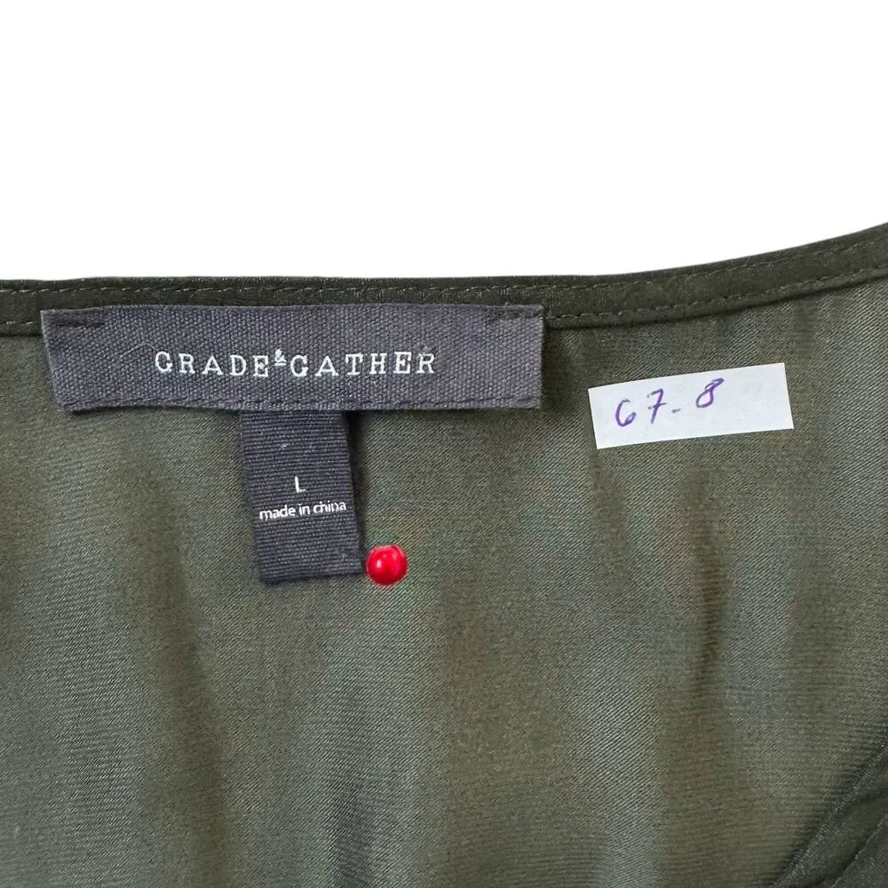 Grade & Gather Green Smocked Waist A-line Dress Women Size Large | 67-8 - Image 4