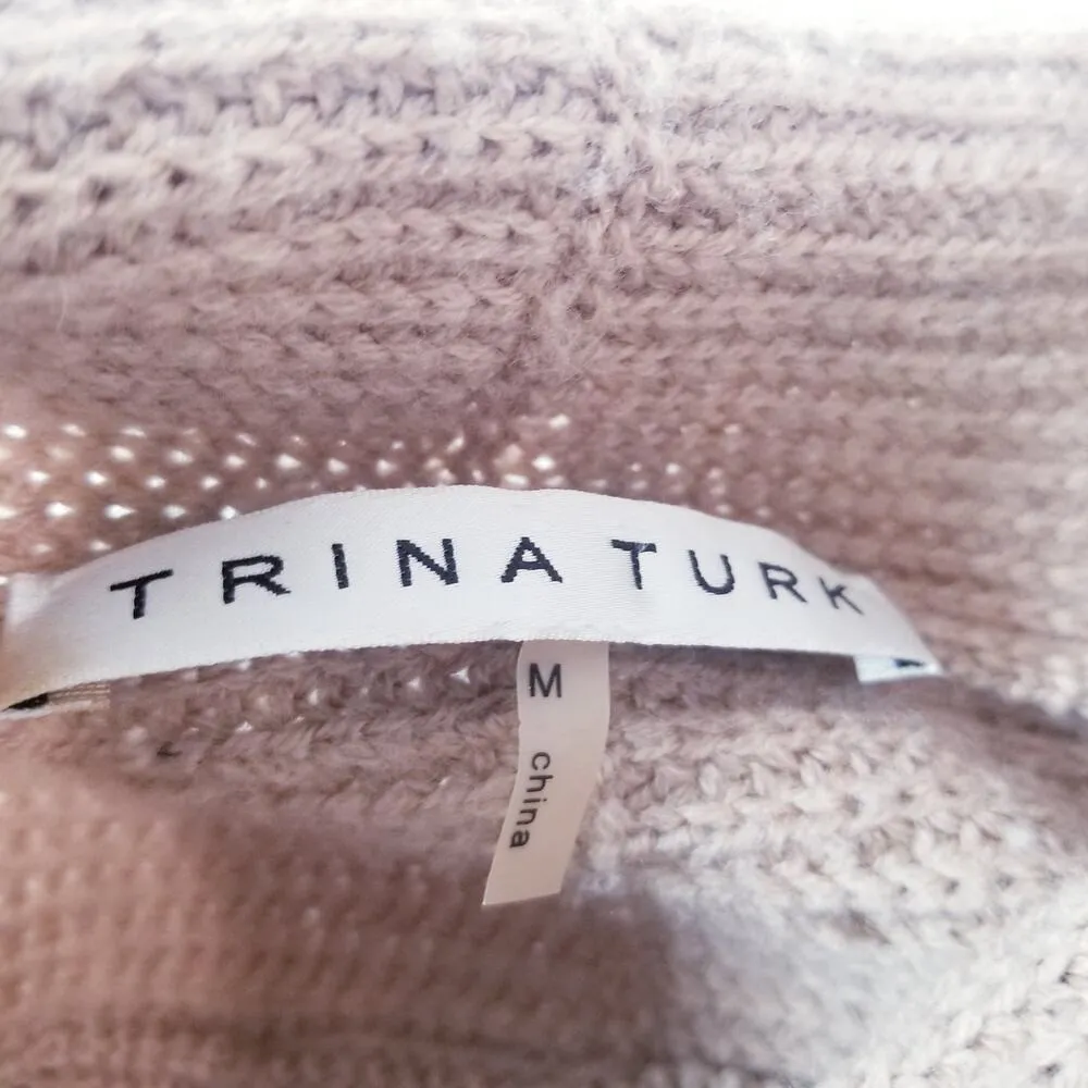 Trina Turk Cable Knit 100% Merino Wool Poncho Sweater Cardigan - Image 3