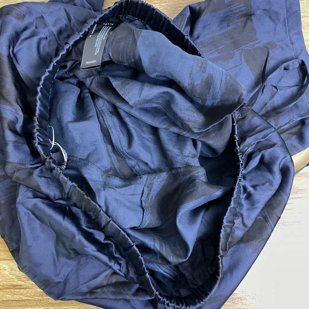 Eileen FIsher Silk Cotton Pants Black Blue Womens PM Petite Medium Brushstroke - Image 8