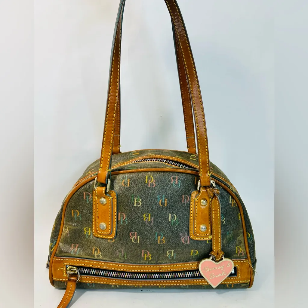 Vintage Y2K Dooney & Bourke Rainbow Signature Mini Bowler Bag in Black - Image 2