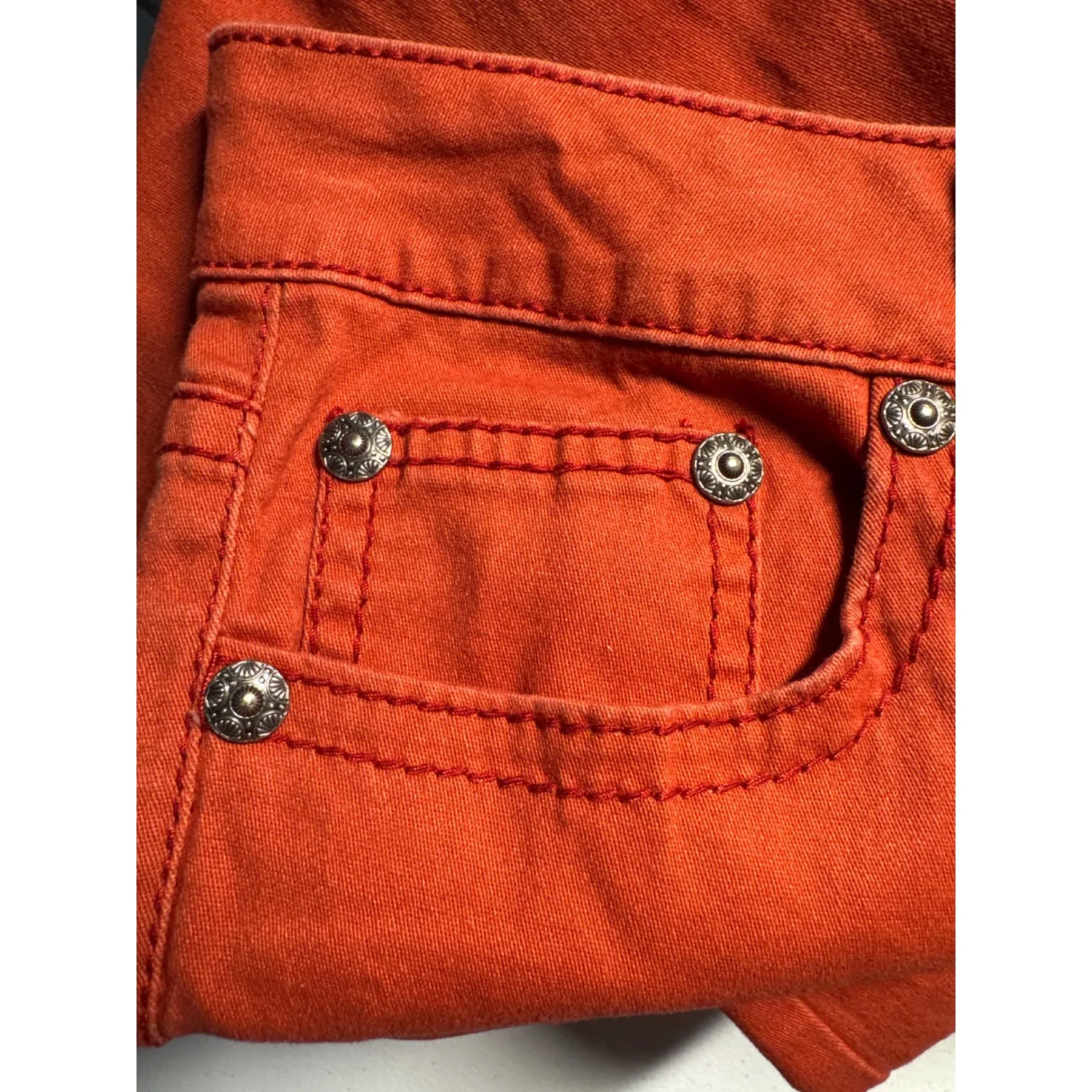 Royal Premium Colored Denim Jeans Embroidered Pockets Size 8‎ Red - Image 13