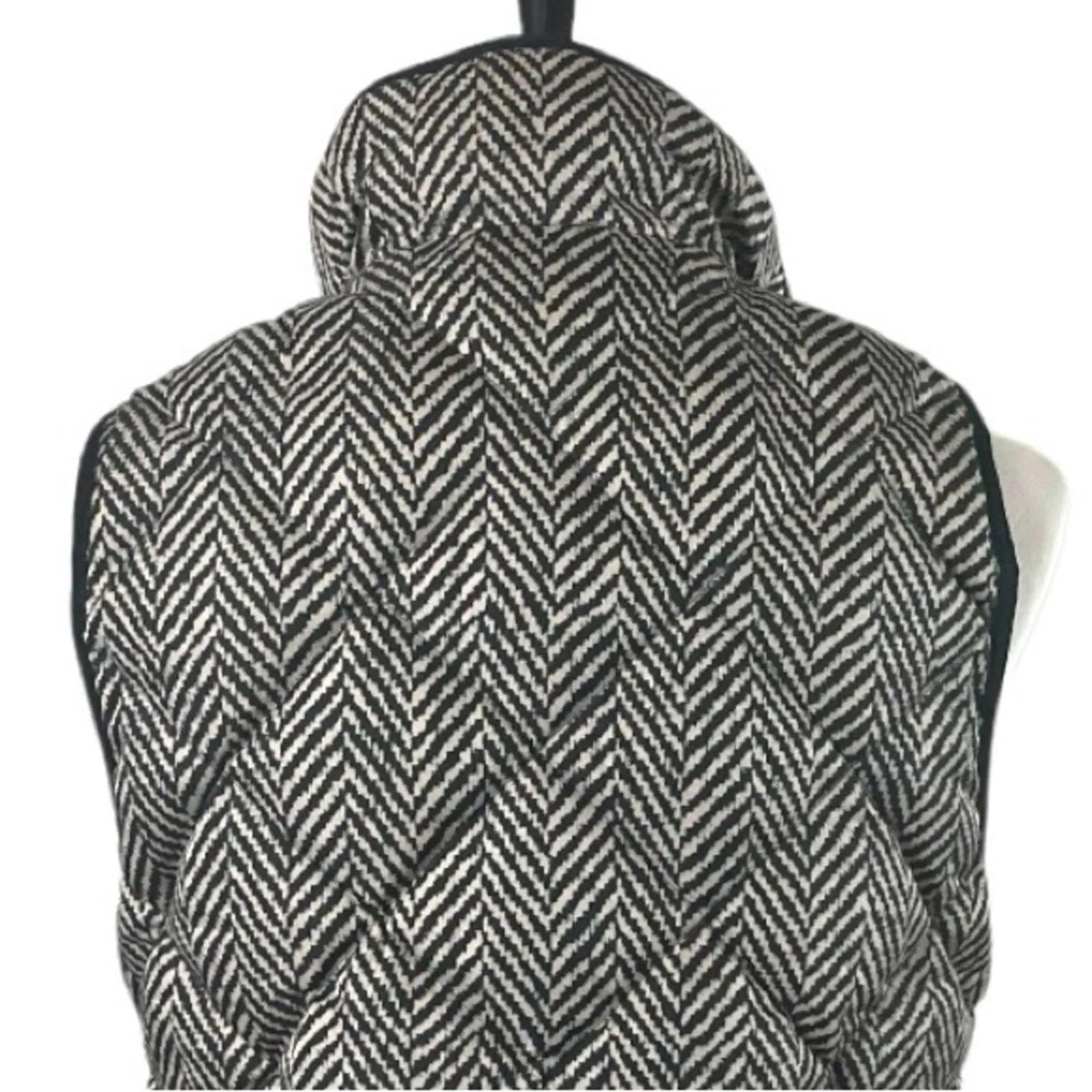 J.Crew Vest Down Filled Quilted Puffer Herringbone Black Tan Women’s Size Small - Image 9