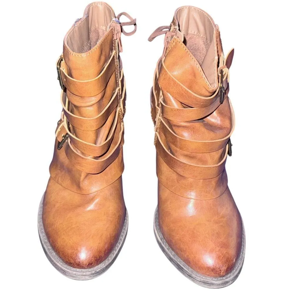 NWOB Pop Peeler Leather Ankle Boots size 7M Brown - Image 4