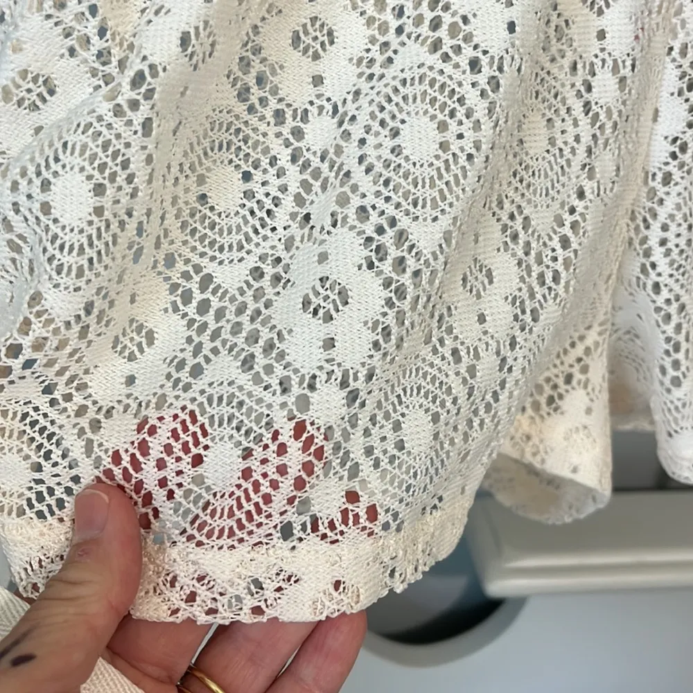 Beige Lace Sheer Swim Coverup Shorts Beach New Junior Womens Large New - Image 5