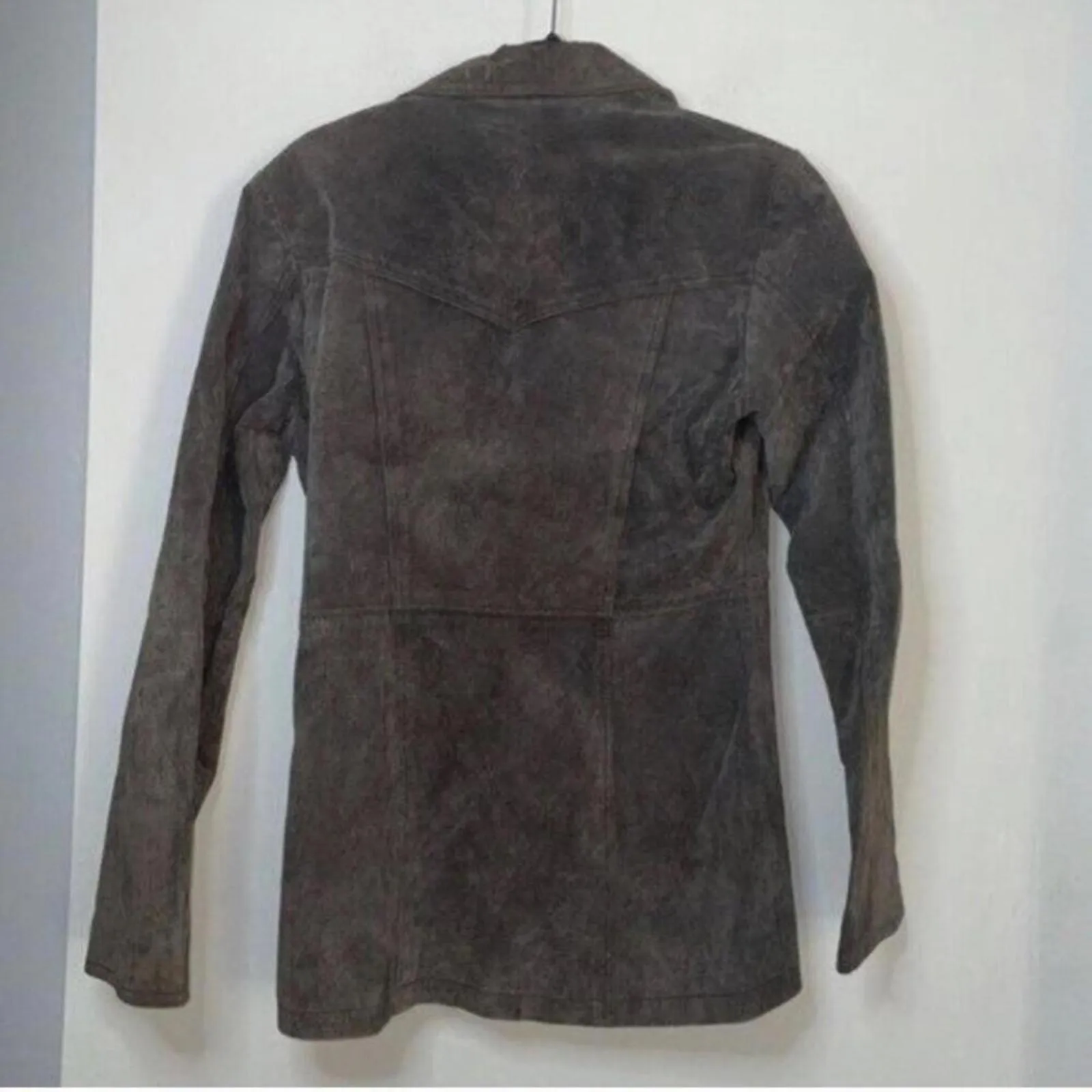 BB DAKOTA brown 100% Leather Long Sleeve Button Up Jacket Lined Classic Moto Size M - Image 7