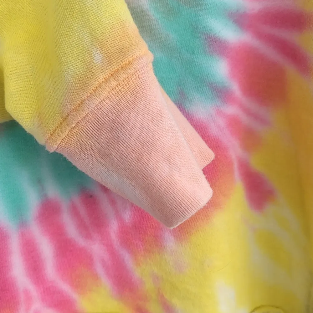Dreamsicle Pink Yellow Tye Dye Cropped Sweater S - Image 6