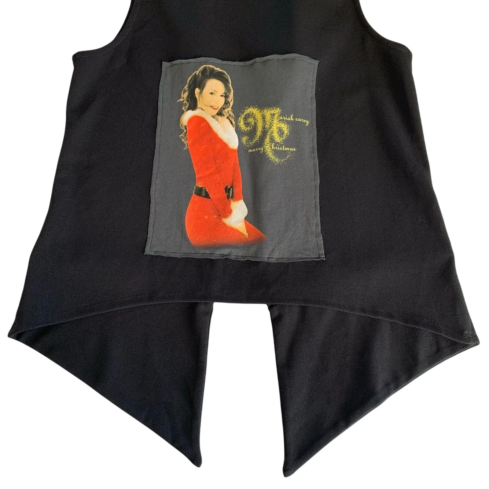 Via Penny Lane Reworked Apparel | Mariah Carey Christmas Graphic Black Vest - Image 4