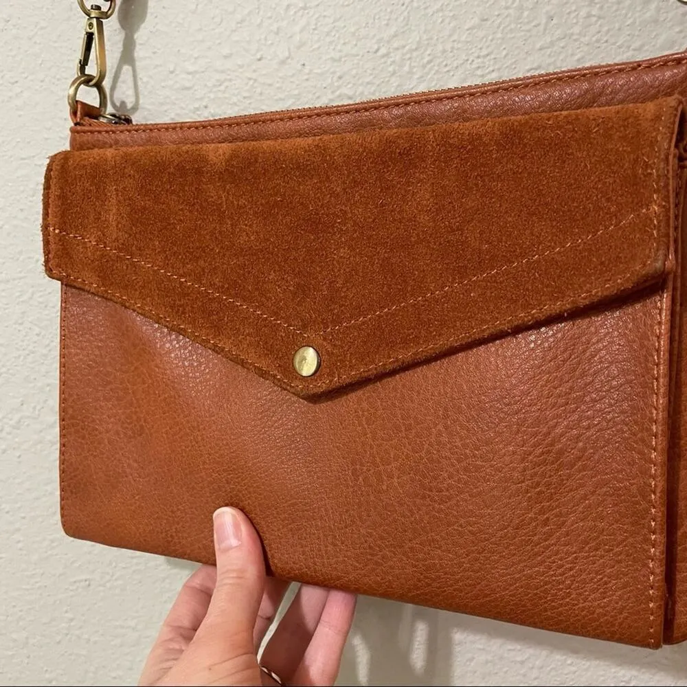 Street Level Brown Faux Leather Crossbody Handbag Purse - Image 7