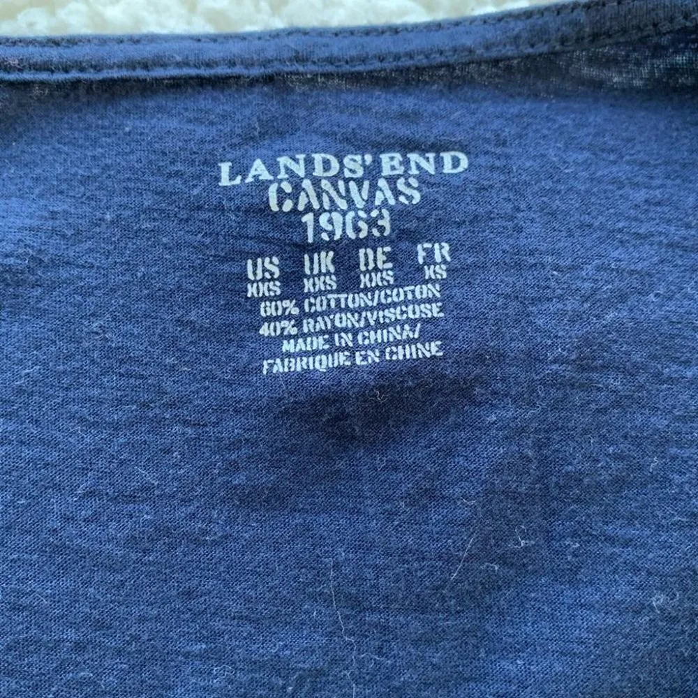 Lands End Ruffled Sleeveless Scoop Neck Tank Top Blouse Navy Blue XXS - Image 5