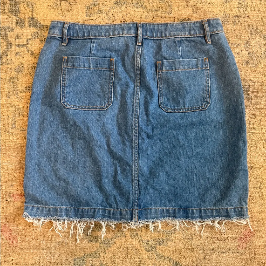 LOFT EUC Distressed Blue Denim Button-Down Pencil Skirt - Image 2