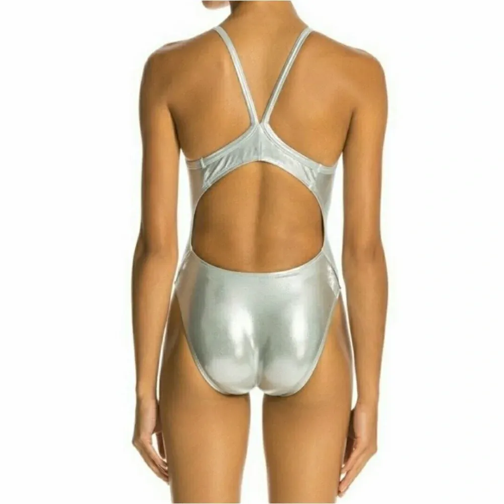Dolfin  Silver Metallic One Piece Training Swimsuit - Image 2