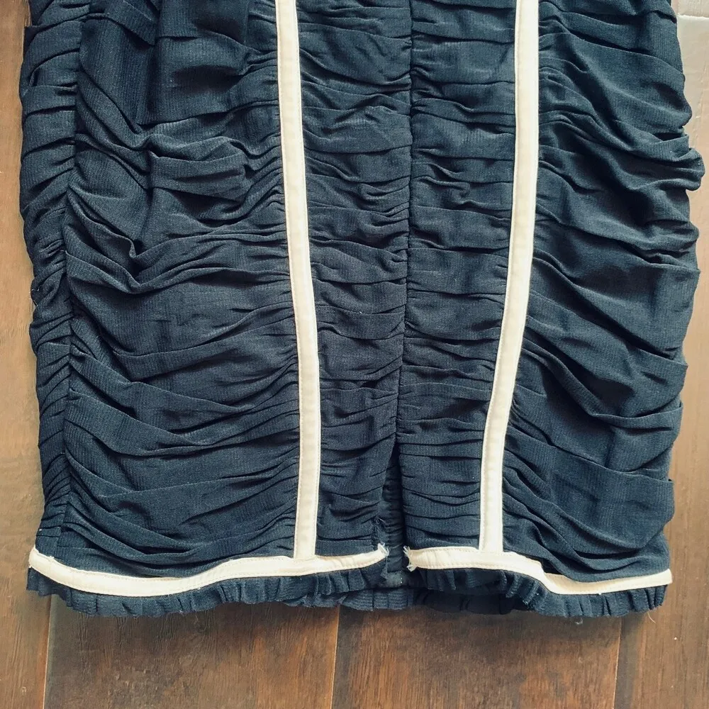 ASOS Vintage Black & Ivory Sexy Ruche Bodycon Strapless Cocktail Dress Size 4 - Image 10