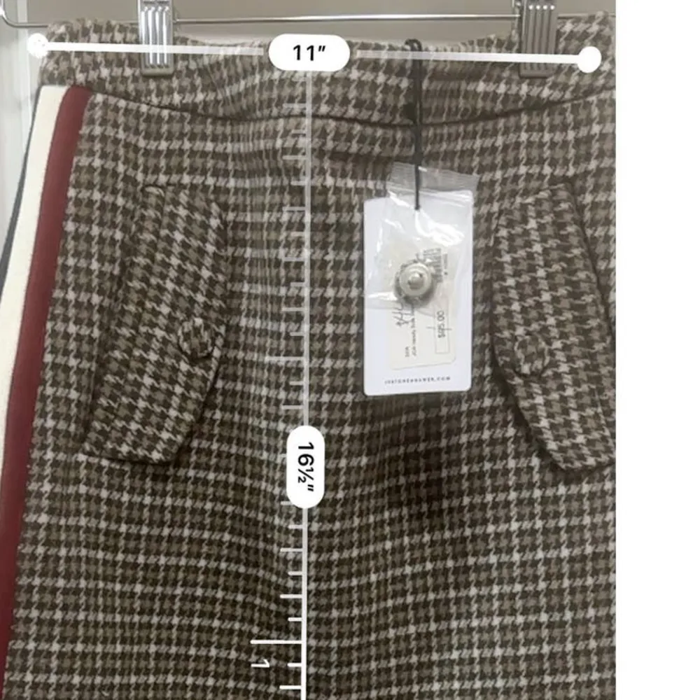 JOA‎ Checkered Brown And White Asymmetrical Tiered Mini Skirt - size XS NWT - Image 7