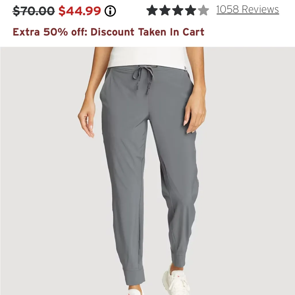 Eddie Bauer Departure Stretch Mid-Rise Joggers Gray L - Image 7