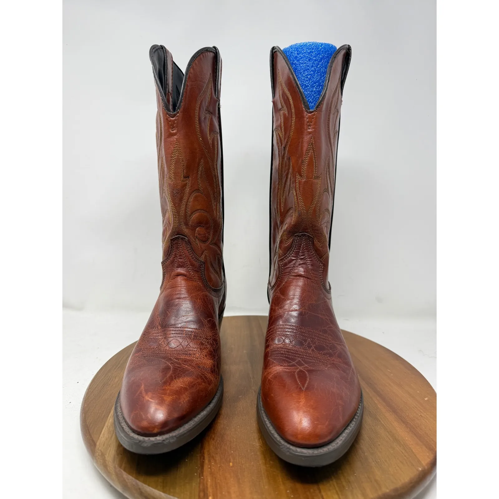 Laredo Women's Western Cowboy Boots Brown Leather Stitching Square Toe Size 7.5B - Image 4