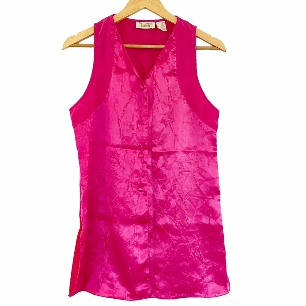 VICTORIA’S SECRET Vintage 2 Piece Top & Pant Crushed Satin Loungewear Size S - Image 4