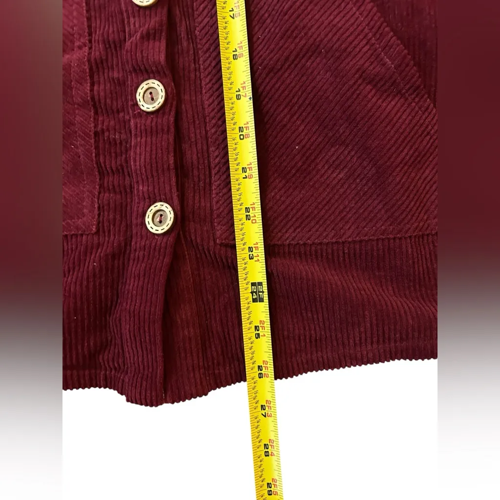 Forever 21 Maroon Corduroy Button-Front Dress – Wood Buttons, Retro 70’s Style - Image 6