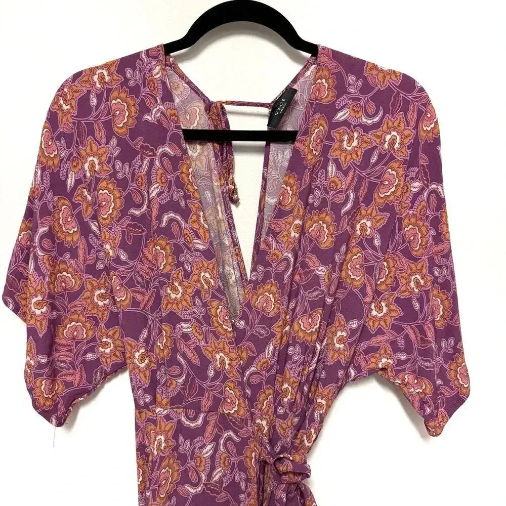 Vici Floral Wrap Maxi Dress - Garden Boho Kimono Tie Peasant Slit Bohemian - Image 4