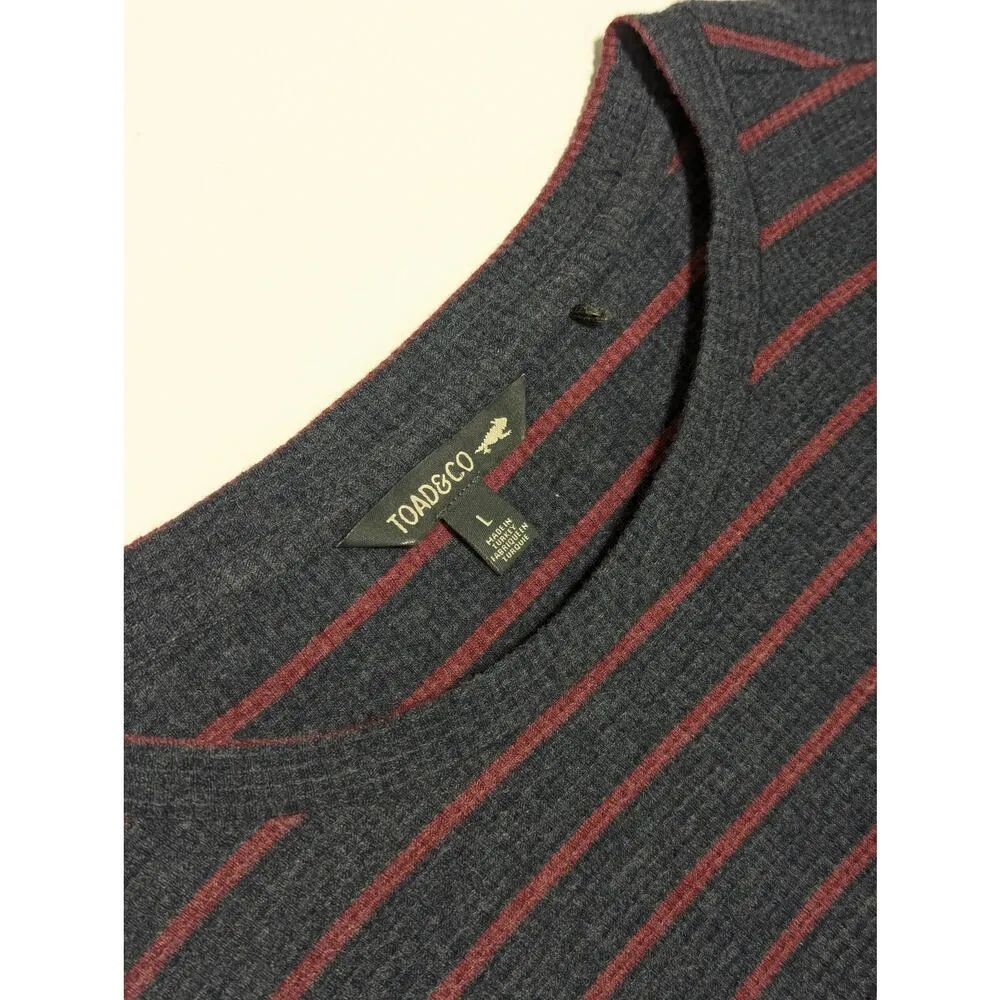 Toad and Co Foothill Long Sleeve Swing Dress Striped Navy Blue Red Womens Large - Image 4