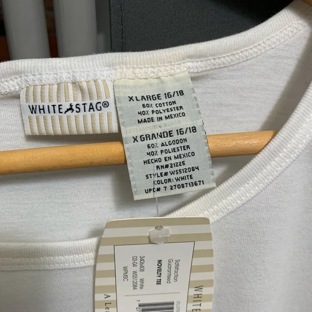 B16-NEW! Women's White Stag T-Shirt XL 16-18 Plus size Vintage VTG - Image 4