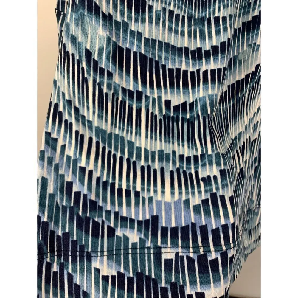 Chico's Women's Bell Sleeve Petite Cool-Toned Wave-Print Top Blue Medium NWOT - Image 8