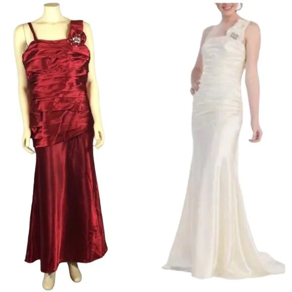 NWT Cindy Collection style 1230 in red sleeveless ruched jewelled size 2 XL - Image 3