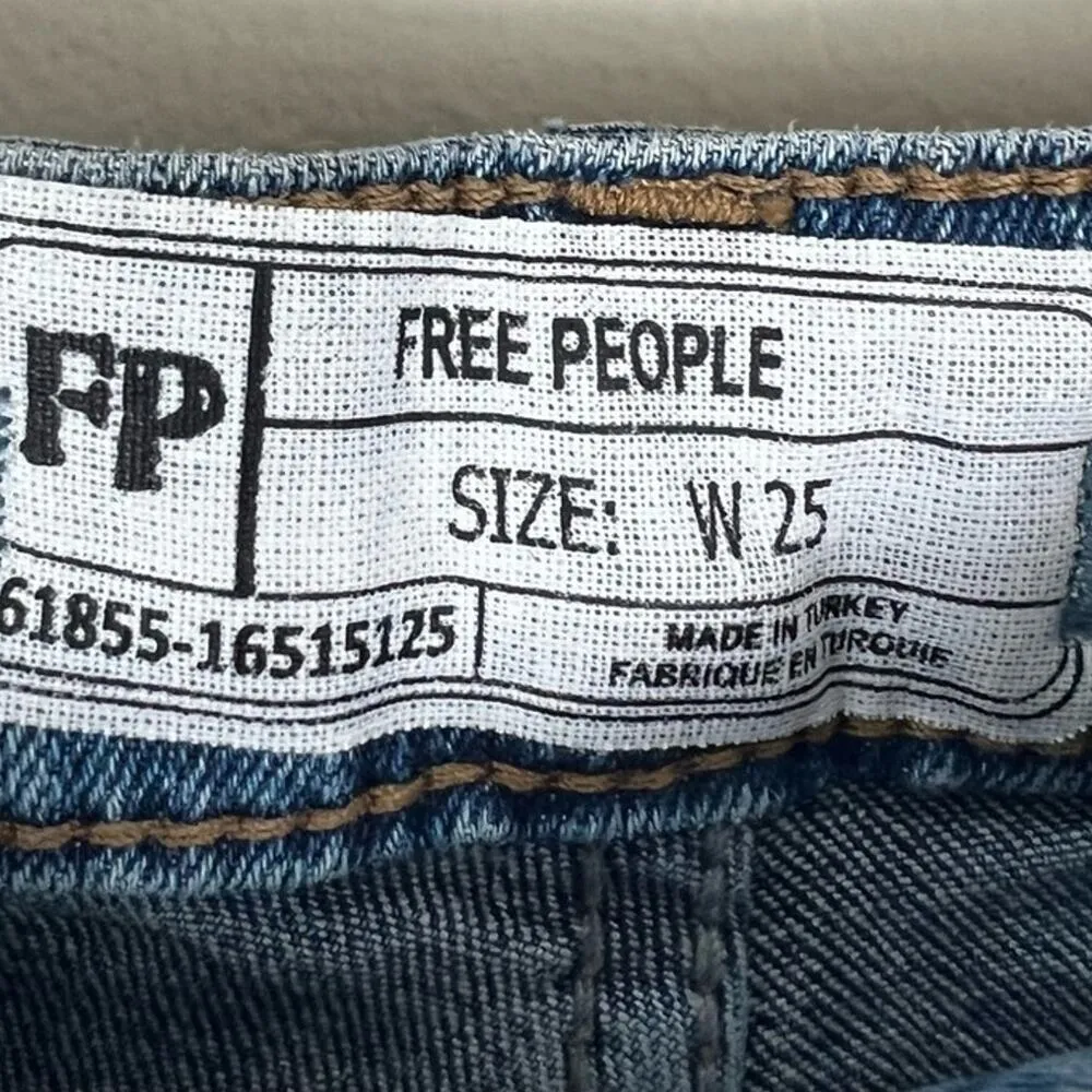 Free People Flare Jeans Womens 25 High Rise Straight Leg Medium Wash Western - Image 6