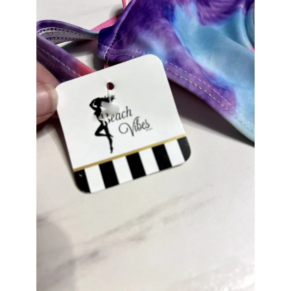 NWT Beach Vibes Tie Dye Multicolor Bikini Push Up Pink Purple Feminine Coquette Size XXL - Image 6