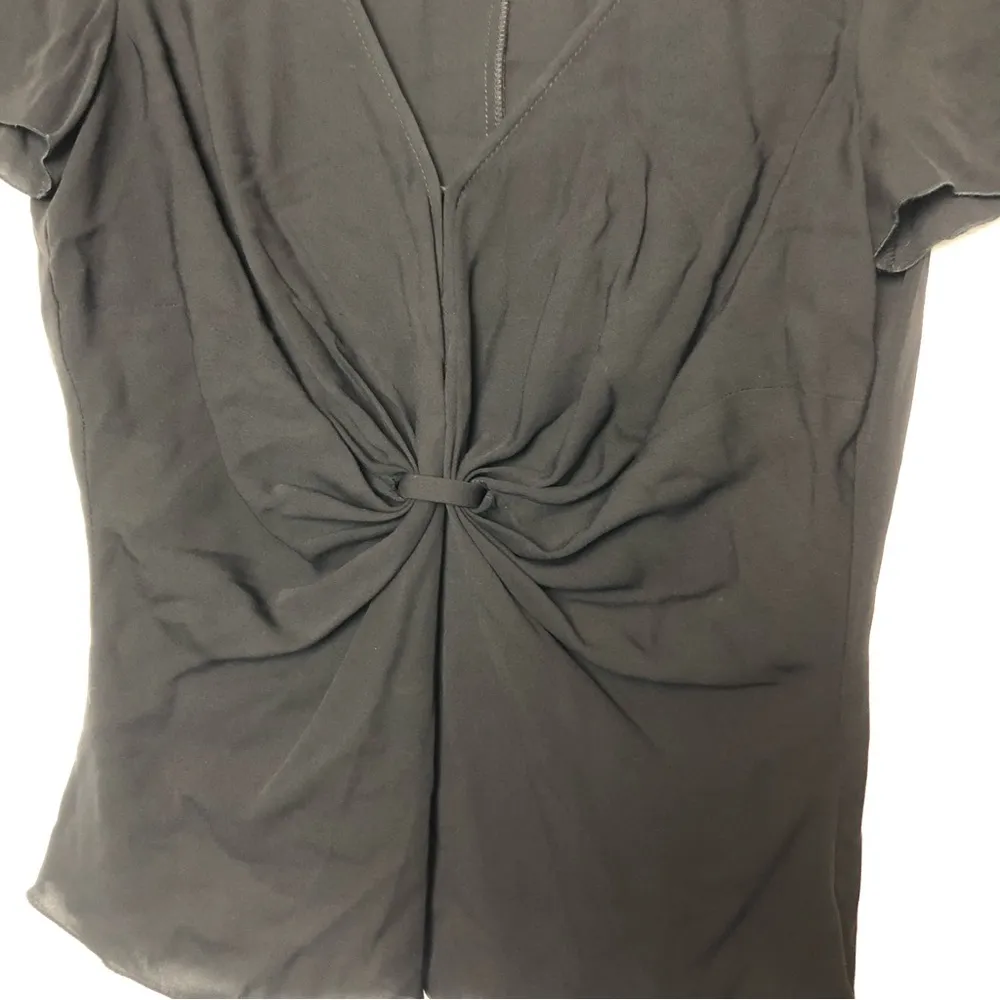 Armani Collezioni V Neck Blouse Short Sleeve Black - Image 3