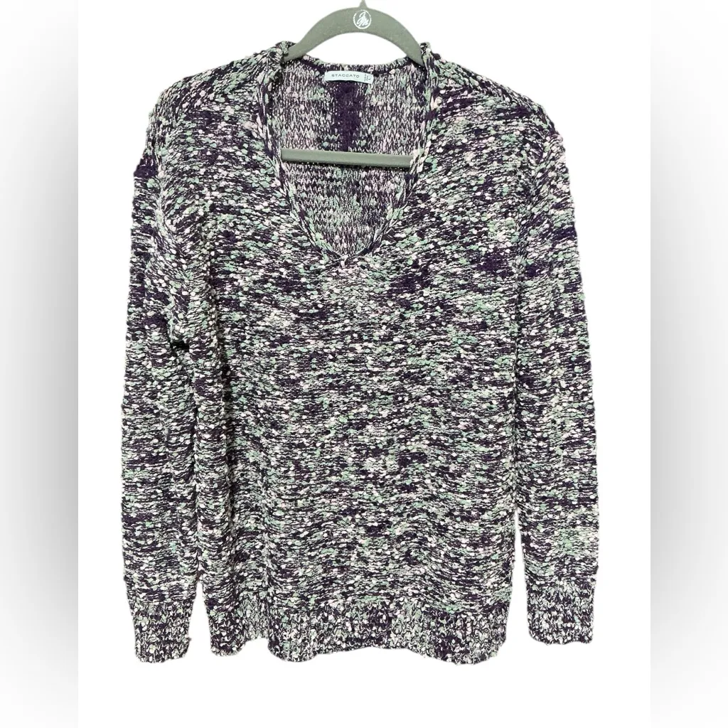 STACCATO Popcorn Knit Sweater L 21.5” p2p Purple Multi EUC - Image 2