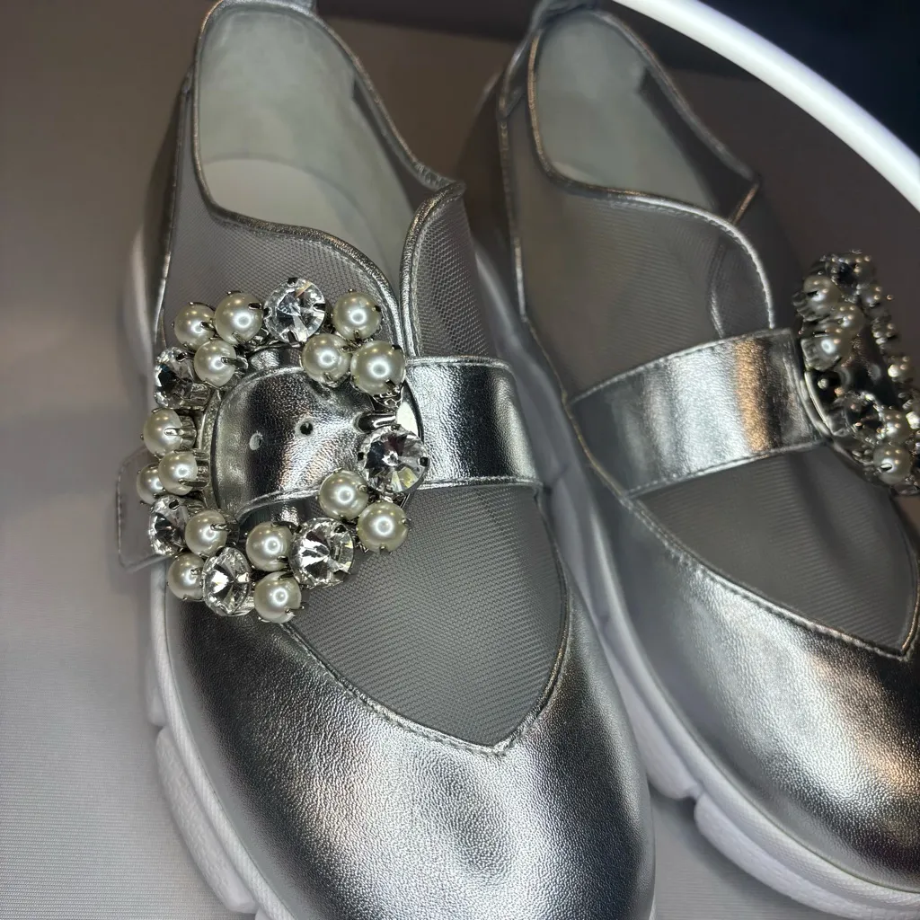 VIBRAM SUECOMMA BONNIE SCB Collab Metallic w/ Gems & Crystals Tennis Shoes Sz 35 - Image 6