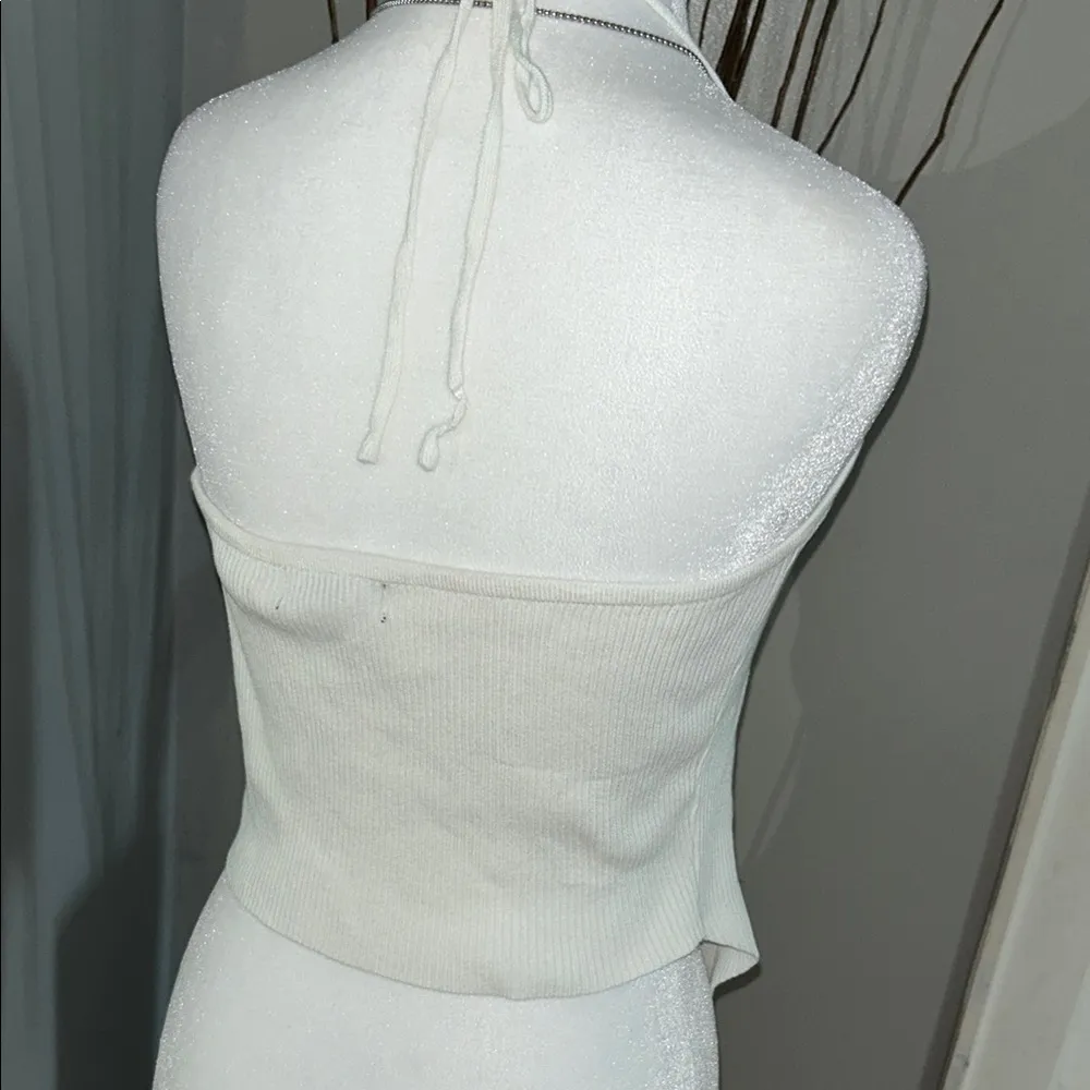 Rehab Lab White Butterfly Embellished Halter Top - Image 5